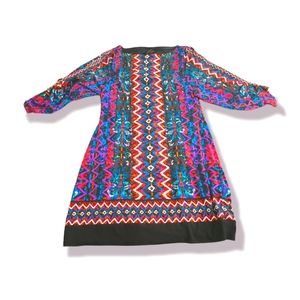 Laundry by Shelli Segal | Abstract Multicolor 3/4 Sleeve Shift Dress